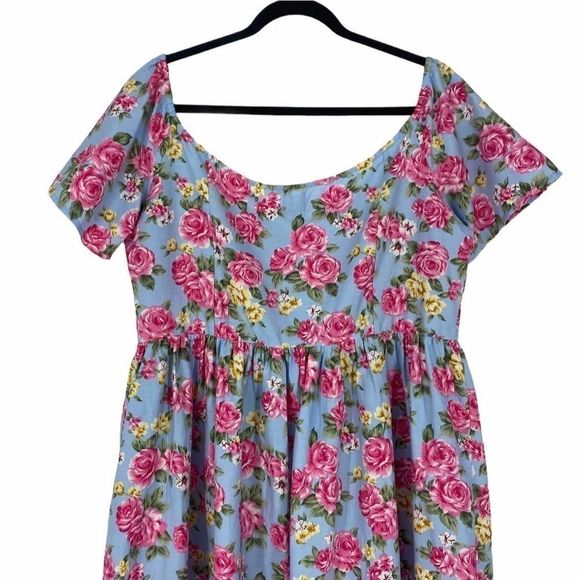 ASOS Curve Blue Pink Floral Midi Dress Size 14 NWT - Picture 6 of 10